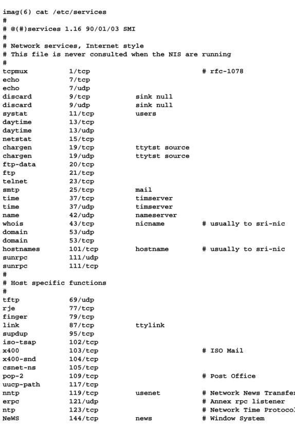 Tableau 8 : Wellknown Ports