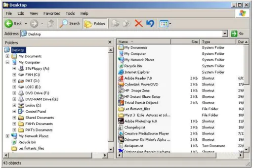 Figure 1.5 L’Explorateur Windows est un outil pr´ ecieux pour organiser les disques m´ emoires
