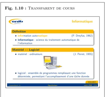 Fig. 1.10 : Transparent de cours