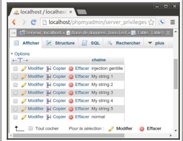 Figure 4.11 : L’état des données après l’injection SQL par le pirate