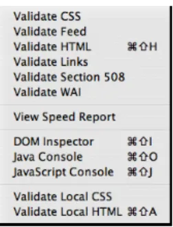 Fig. 1.3 { Le menu de tools dans le plugin web-developper