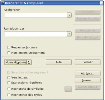 Figure 15 : La boîte de dialogue Rechercher &amp; Remplacer
