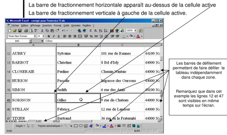 tableau indépendamment  dans chaque zone. 