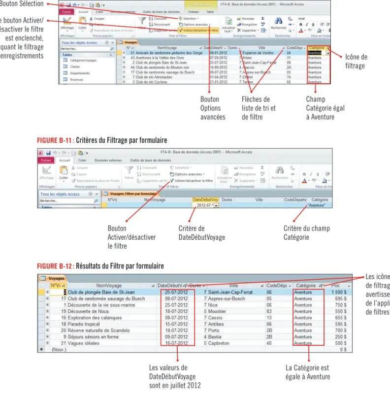 TABLEAU B-1 :  Comparaison des filtres et des requêtes