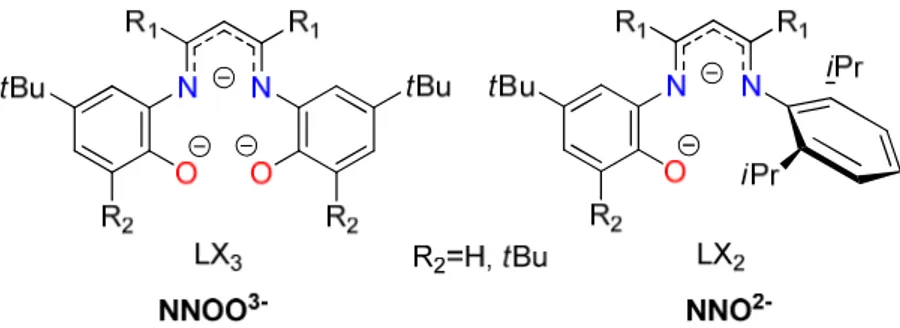 figure 19 : Ligands NacNac tri- et dianioniques visés dans cette étude 