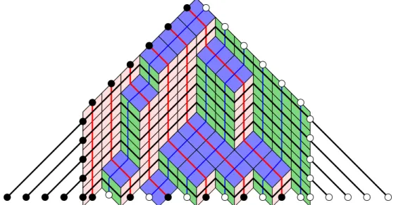 Figure 5. The rhombus tiling problem corresponding to the non-intersecting Dyck paths of Sections 1 and 2, here with n = 4 and k = 6