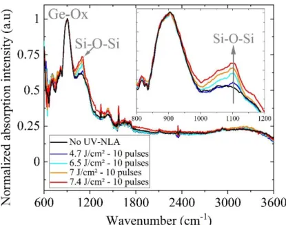 Figure 1. Normalized absorption spectra obtained by FTIR on Si-EPI samples. 