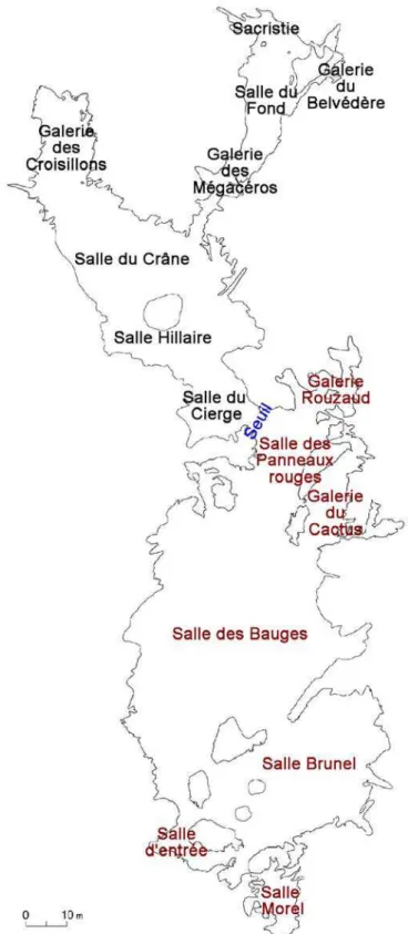 Figure 21 : Topographie de la Grotte Chauvet-Pont d’Arc. Topographie réalisée par F. Maksud et Y
