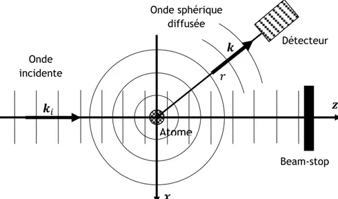 Figure 4-3 – Schéma de diffusion par un atome fixe et isolé.