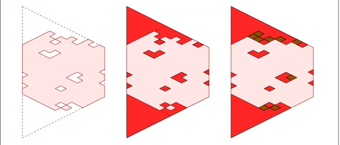 Figure 8: Consider a given domain D . Its maximal domain Max( D ) is represented with dashed line on the left figure (it is obtained by lines of slopes ± 1 2 starting from the extremities of the domain at t max )