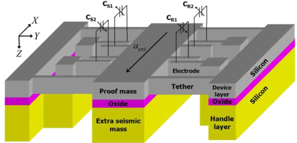 Figure 1.4: Schematic view of a double layer accelerometer proposed by Amini et al. [35].