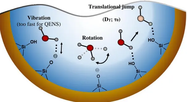 Figure 9: Different water motions at various time scales within the nanoconfinement. 