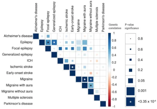 Fig. 2. Genetic correlations across neurological phenotypes.