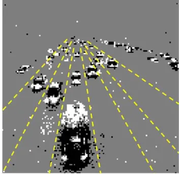 Figure 2.25: AER video data snapshot. Cars passing on a freeway recorded with the DVS- DVS-sensor described in [117]