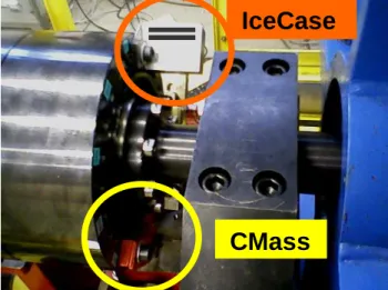 Figure 3 Ice block case and compensation mass installed on the second inertia disc of the test rig 