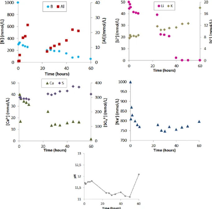 Figure 11 shows the evolution of the pore solution composition with ongoing hydration