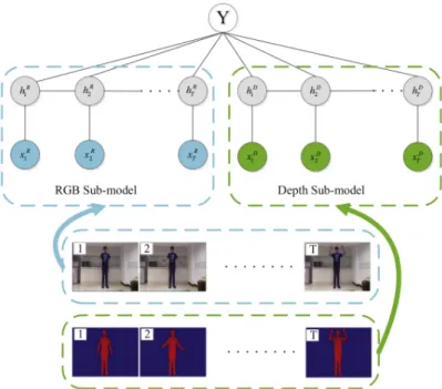 Figure 2.16 – Structure des HCRFs couplés (cHCRF), image extraite de [111]