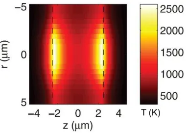 Figure 2.11: Distribution of temperature in a laser-heated diamond anvil cell according to the simulation of Geballe et al