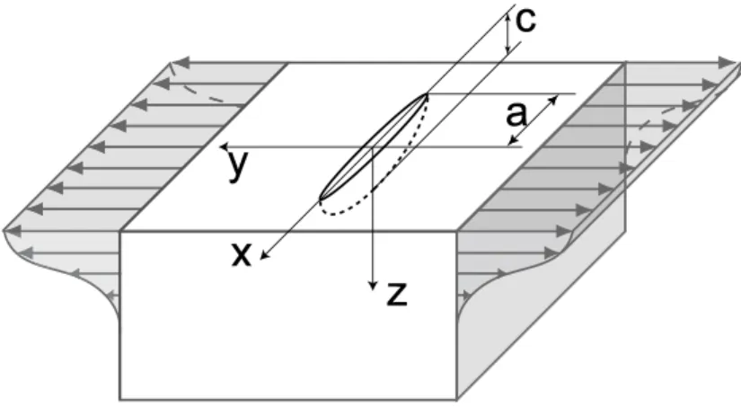 Fig. 3. Crack geometry and loading.