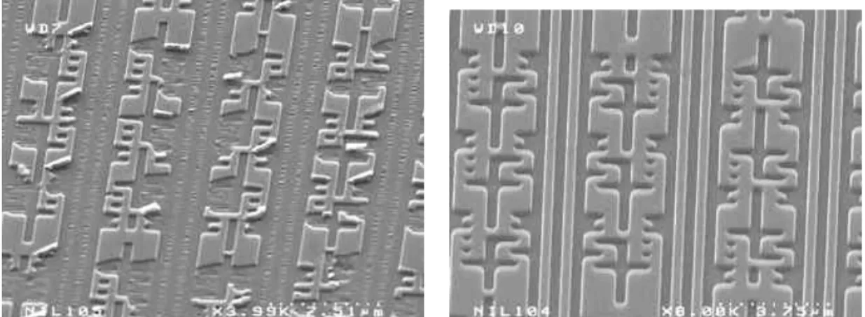 Figure  I.  34:  Resist  layer  imprinted  with  an  untreated  (left)  and  a  treated  (right)  mold  in  the  same  conditions
