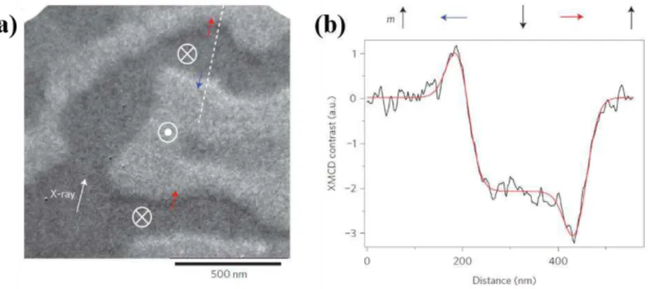 Figure I.16 Evidence of chiral Néel DWs using X-ray Magnetic circular Dichroism (XMCD-PEEM)