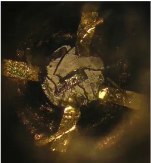 Figure 2.14: Inside view of the diamond anvil cell for resistivity measurement on UGe 2 