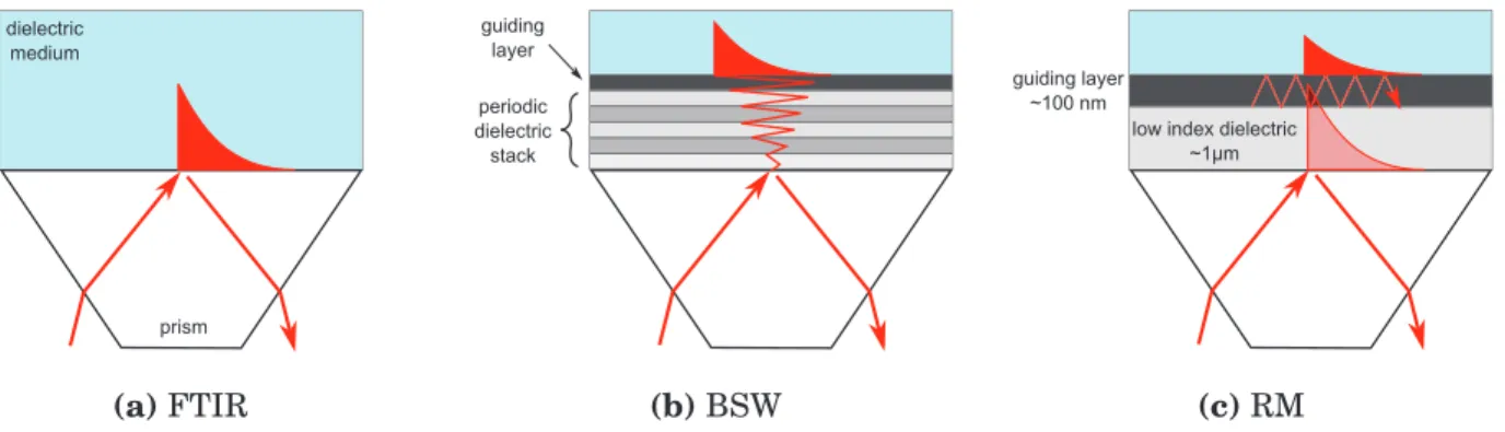 Figure 2.1: Other prism-based imaging techniques used in biosensing. (a) Frustrated Total Internal Reflection