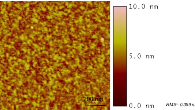 Fig. 5.5  Image topographique obtenue en AFM d’une couche de Co d’épaisseur10 Å 