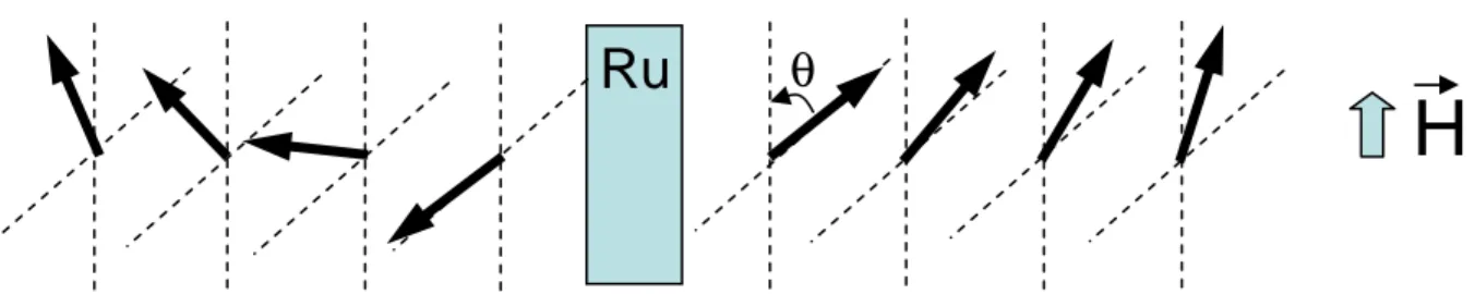 FIG. 2. 3 . Profil schématique de l’aimantation dans l’épaisseur de la couche, le champ  magnétique appliqué étant faible