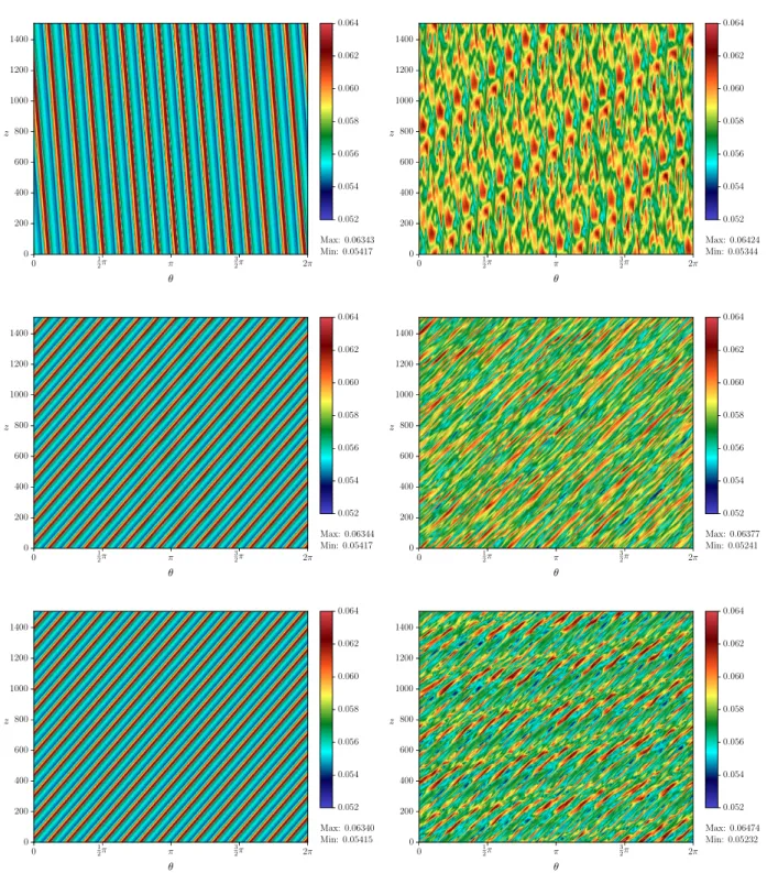 Fig. 4: Screw-pinch gyrokinetic model: magnetic-surface cut of the solution. We show