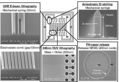 Figure 9. Elementary NEMS structures :thin mechanical beams and narrow gaps 