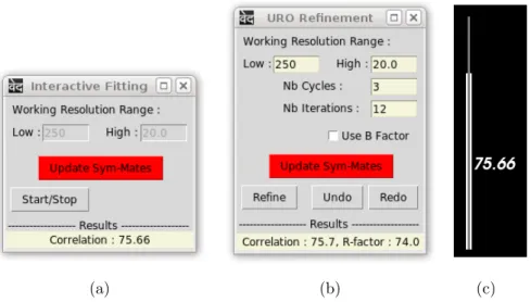 Figure 3.9 – Menus d´ edi´ es au recalage interactif et ` a l’affinement automa- automa-tique