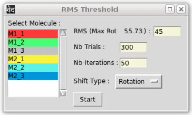 Figure 3.13 – RMS Threshold : outil permettant d’estimer la stabilit´ e des solutions issues de la proc´ edure d’optimisation
