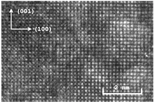 Fig. II.2 : Image haute résolution en vue transverse [100] de l'échantillon C-TA. 
