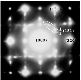 Fig. II.10 : Cliché de diffraction électronique de l'échantillon C-350  en vue plane tiltée de 19° autour de l'axe [110]