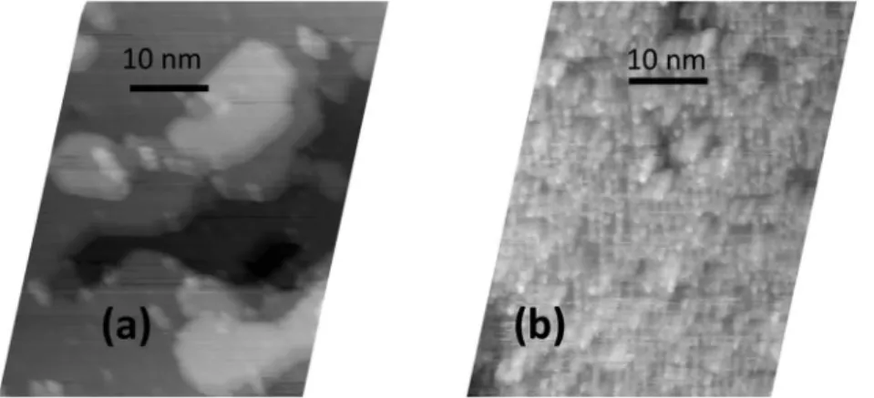 Fig. 7 STM images after scanning calibration correction of clean rutile S1 (a) and S2 (b) crystals.