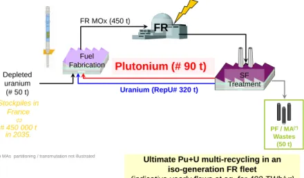 Fig. 5: Illustration of a potential multiple-through cycle in which Pu is multi-recycled in Fast Neutron  Reactor MOX fuel