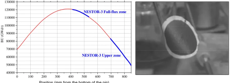FIG. 4. Local burnup of NESTOR-3 dissolved pin parts