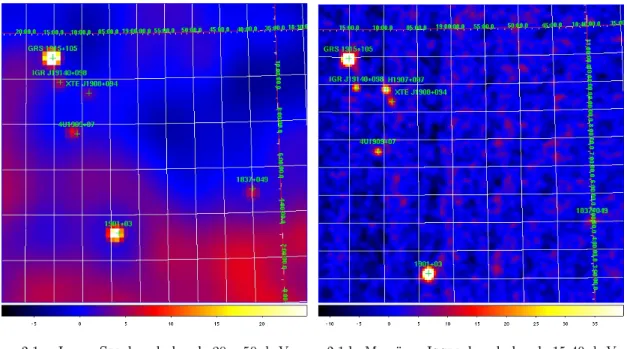 Fig. 2.1: Images du ciel  en signicativité  dans le champ de l'orbite n o 57 d'INTEGRAL, dédiée à l'observation du micro-quasar GRS 1915+105.