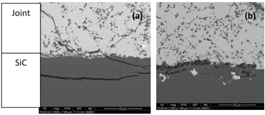 Figure 2. SEM micrographes of as-pressed materials : (a) TiSi 2  , (b)TiSi 2  + 10% (vol)  SiC, (c) TiSi 2