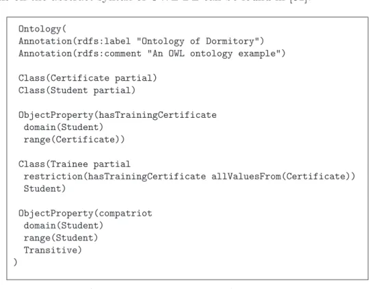 Figure 4.1: An example ontology in the OWL DL abstract syntax