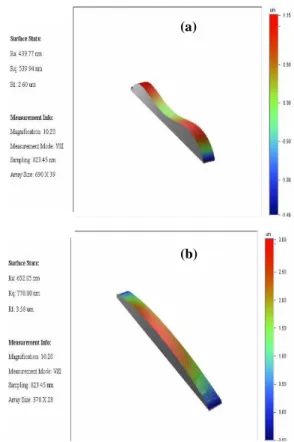 Figure 4 : 3D profile of the polymeric sacrificial layer  with Veeco interferometer (a)Two picks profile for a large 