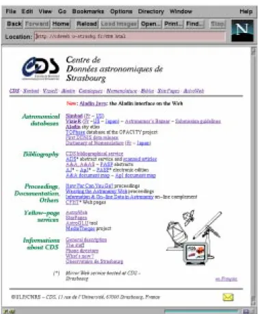 Fig. 2. CDS home page on the World-Wide Web