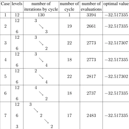 Table 3. Description of the Multilevel optimization for the function f.