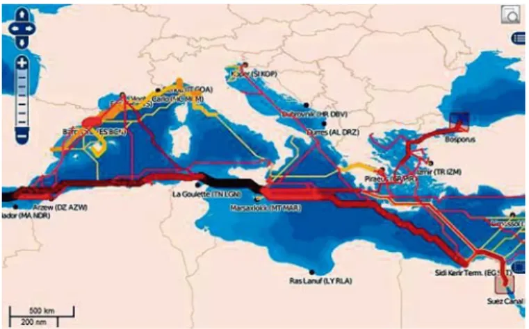Figure 2. Major transport routes within the Mediterranean Sea 16