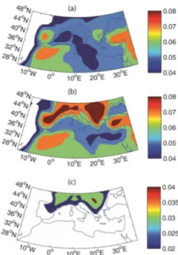 Figure 3. Time of emergence des températures maximales estivales (mai-août) moyennes. Valeur moyenne multi-modèle, scénario RCP 8,5