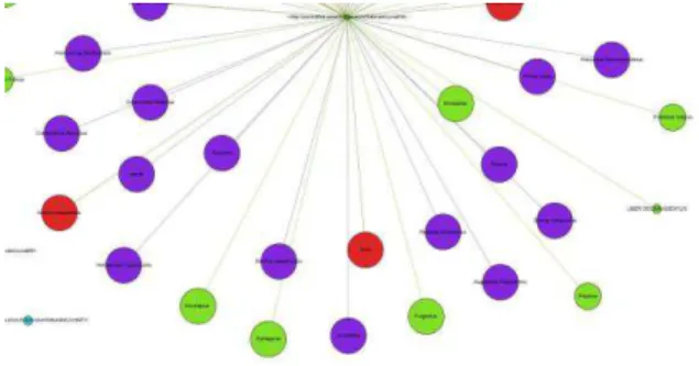 Figure 4. Visualisation  des œuvres  sources du Speculum  naturale et de leur importance relative 