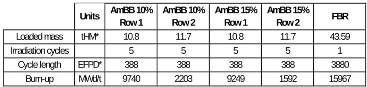 Table 2: Main characteristics of AmBB and FBR  Units  AmBB 10%  Row 1  AmBB 10% 