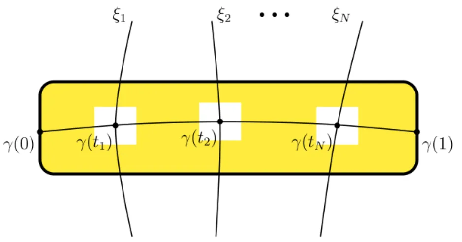 Figure 2. Avoiding a finite number of transverse geodesics