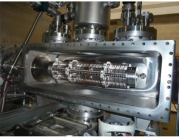 Fig. 2. The debuncher prototype mounted on the test-bench HV platform.